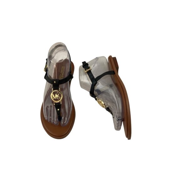 *Michael Michael Kors Flip Flop Sandals Womens 6M Black Leather Designer Logo - Picture 3 of 13